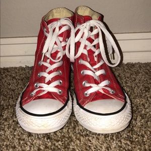 Gently Worn Bright Red Size 8W Hightop Converse